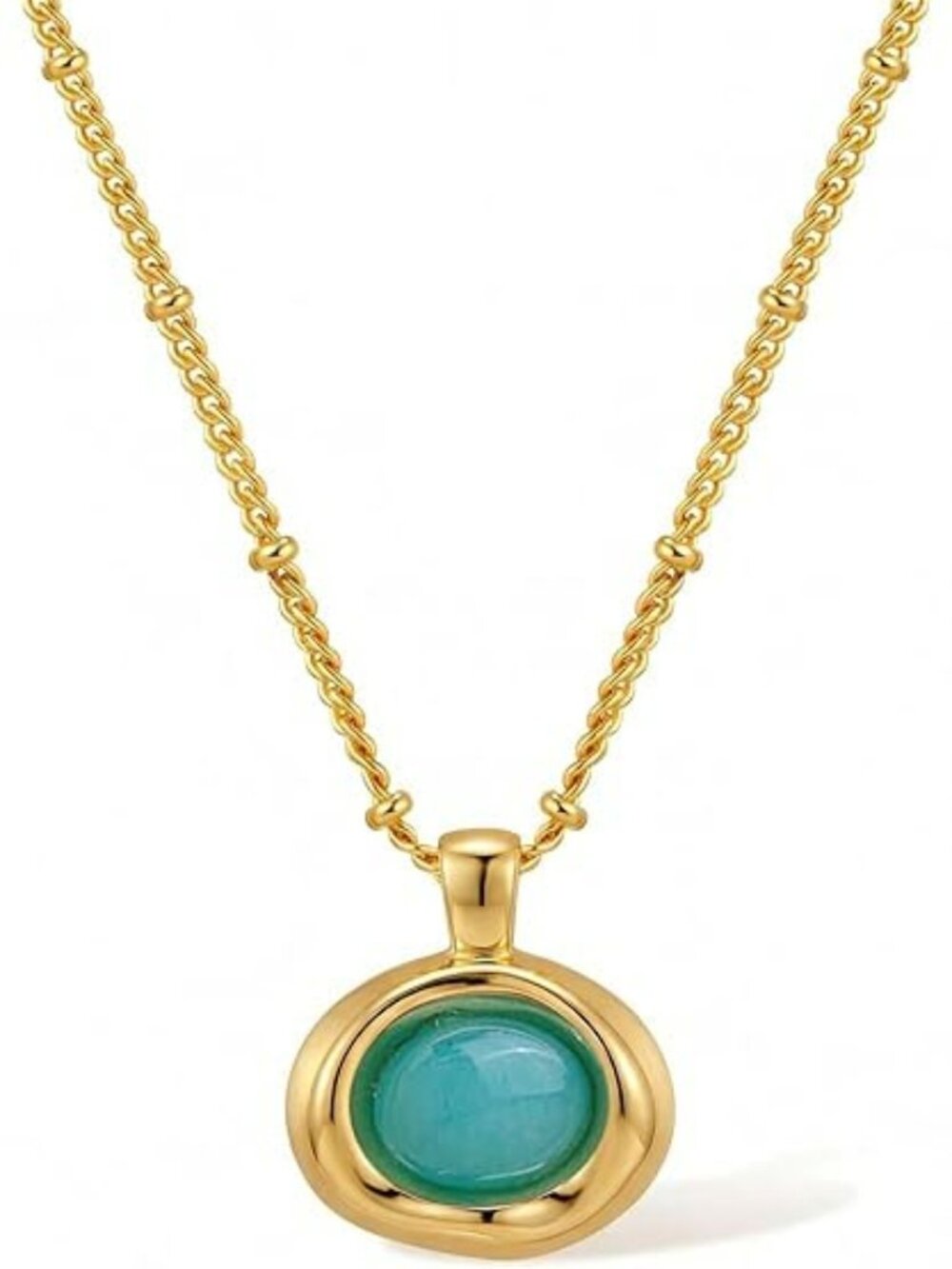 NEW Chunky Gold‎ Stone Pendant Necklace Chunk Gemstone Dangle Elegant Fashion